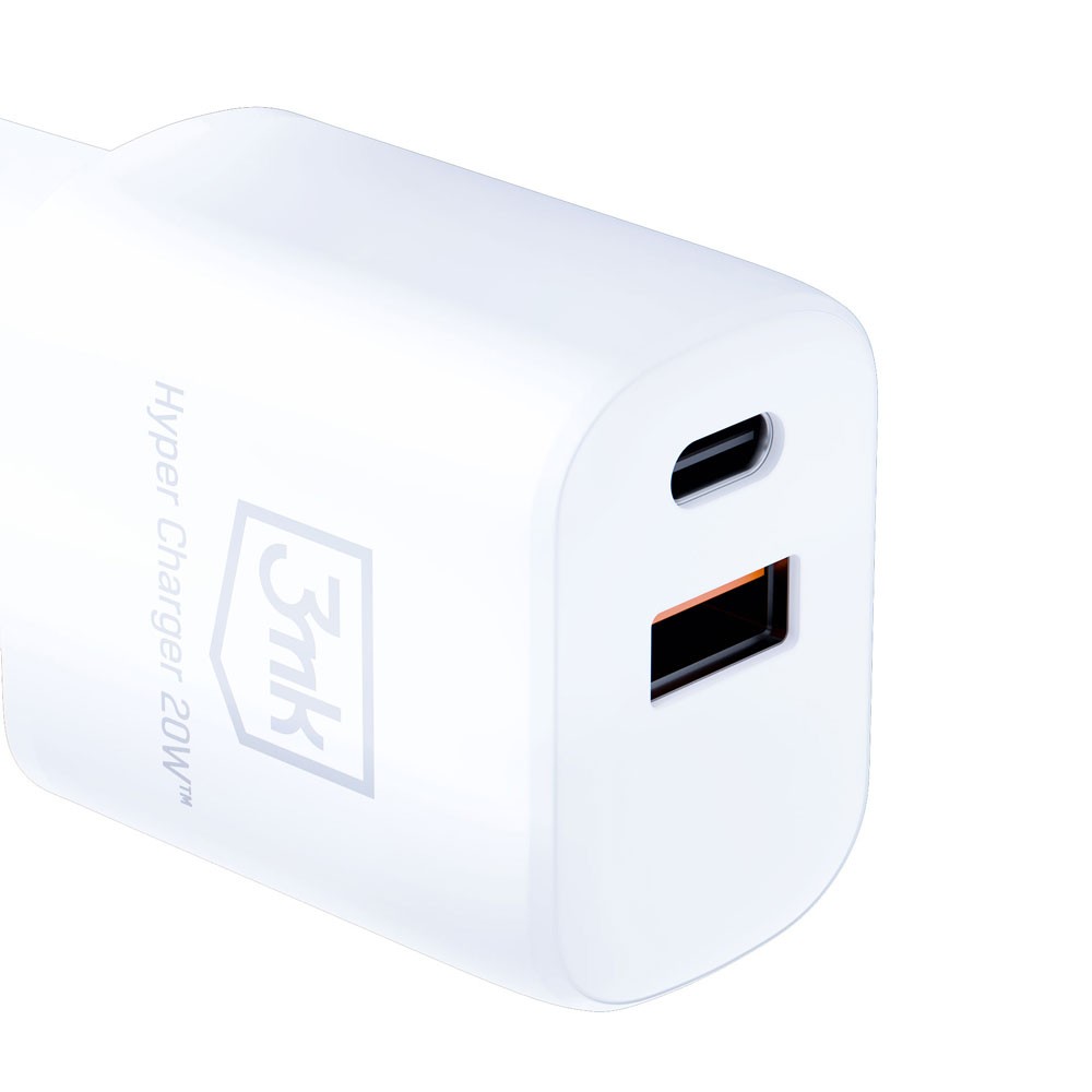 Ładowarka sieciowa 3mk Hyper Charger USB-A, USB-C QC 3.0, PD 20W, biała (8)