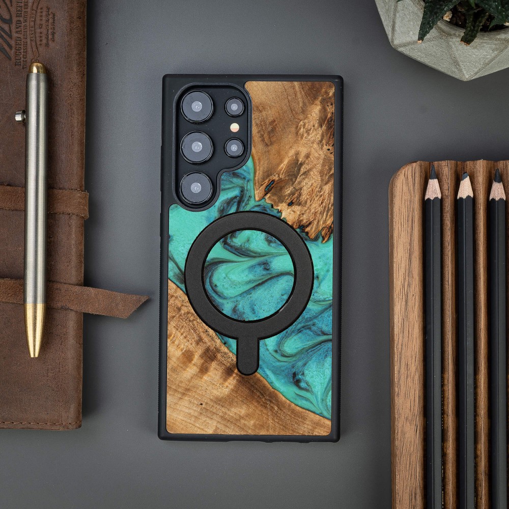 Etui Bewood Unique na Samsung Galaxy S24 Ultra - Turquoise z MagSafe (3)