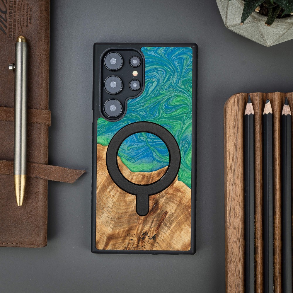 Etui Bewood Unique na Samsung Galaxy S24 Ultra - Neons - Tokyo z MagSafe (3)