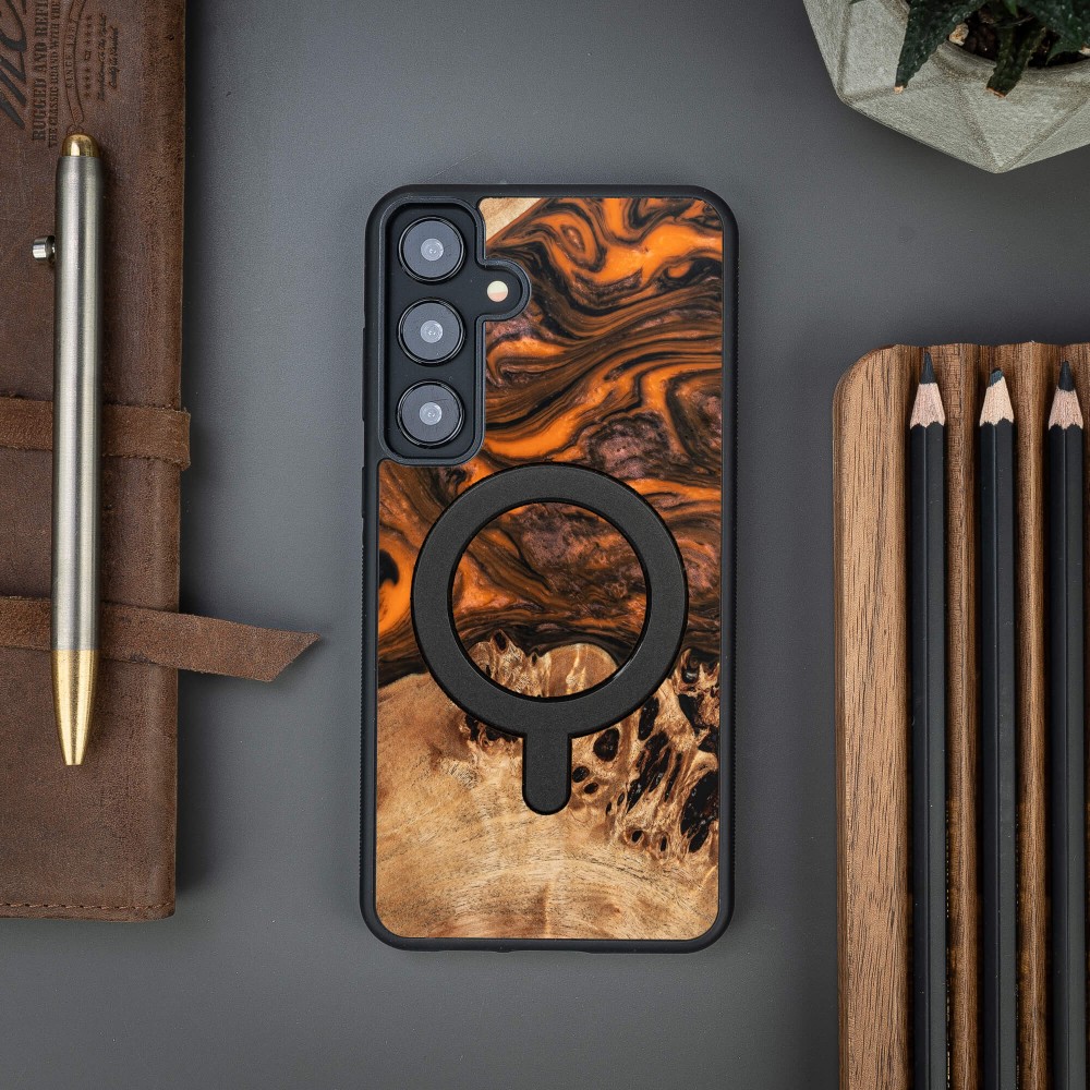 Etui Bewood Unique na Samsung Galaxy S24 Plus - Orange z MagSafe (3)