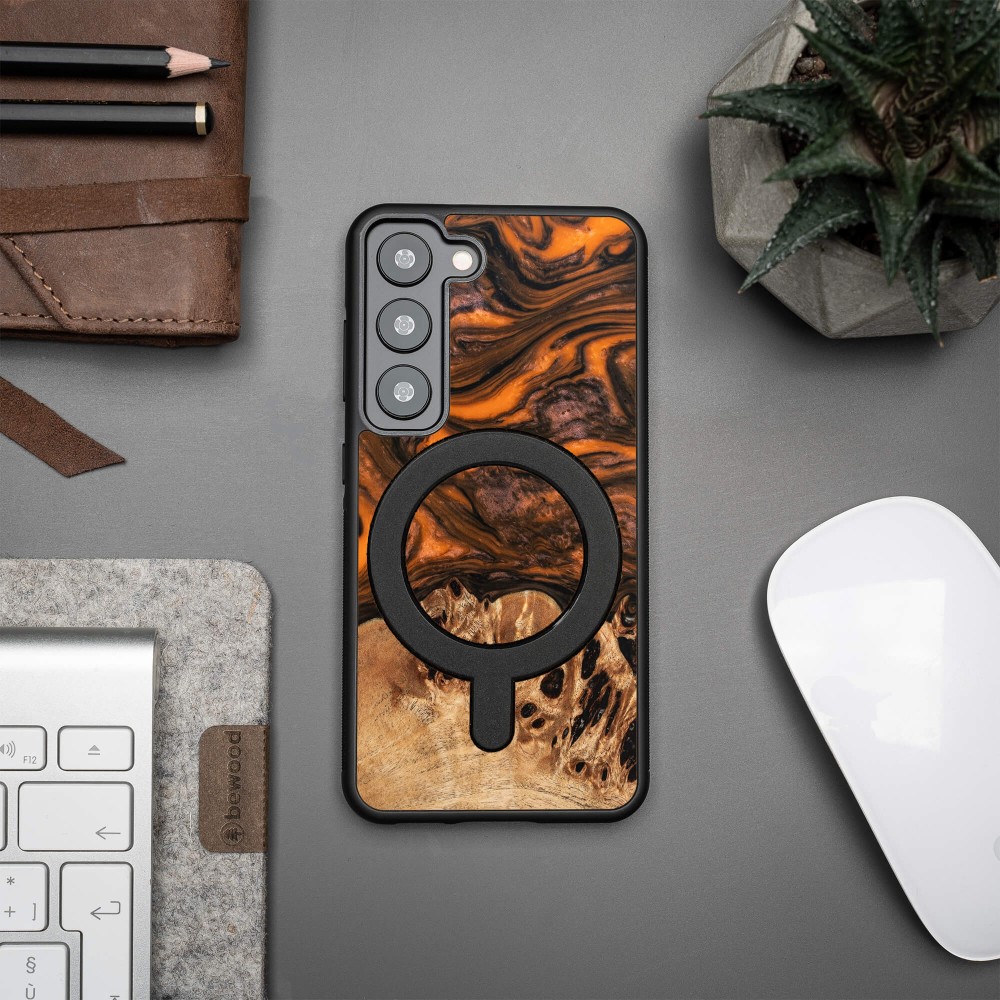 Bewood Resin Case - Samsung Galaxy S23 - Orange - MagSafe (3)