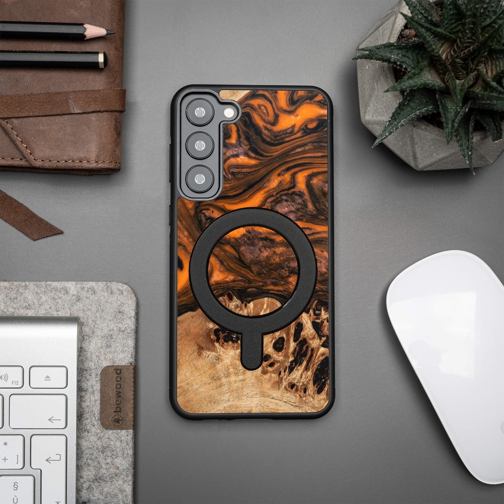 Etui Bewood Unique na Samsung Galaxy S23 Plus - Orange z MagSafe (3)