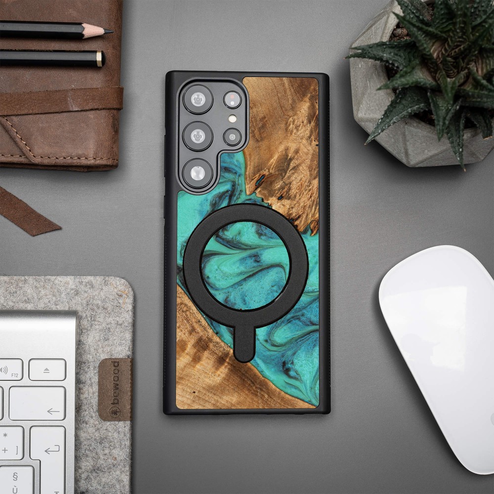 Etui Bewood Unique na Samsung Galaxy S23 Ultra - Turquoise z MagSafe (3)