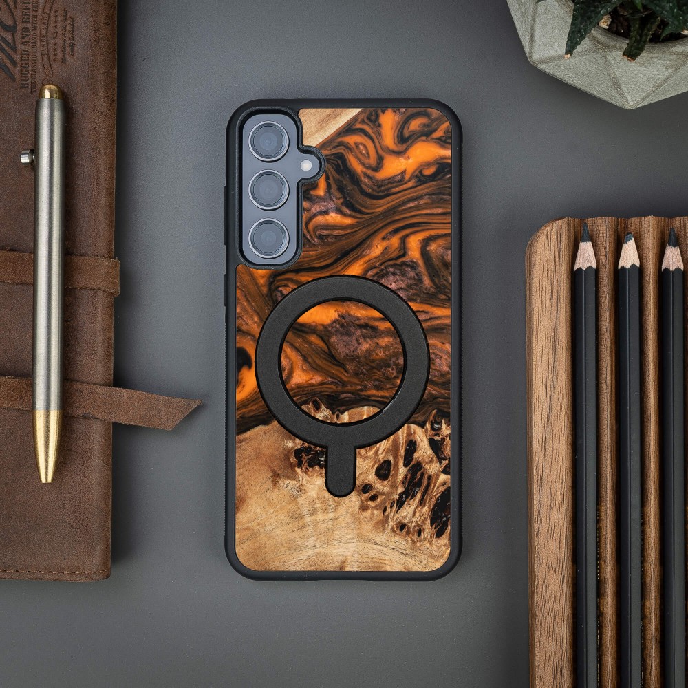 Etui Bewood Unique na Samsung Galaxy S23 FE - Orange z MagSafe (3)