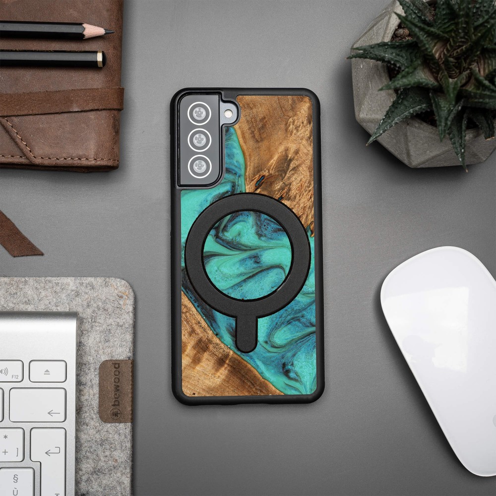 Etui Bewood Unique na Samsung Galaxy S21 FE - Turquoise z MagSafe (3)