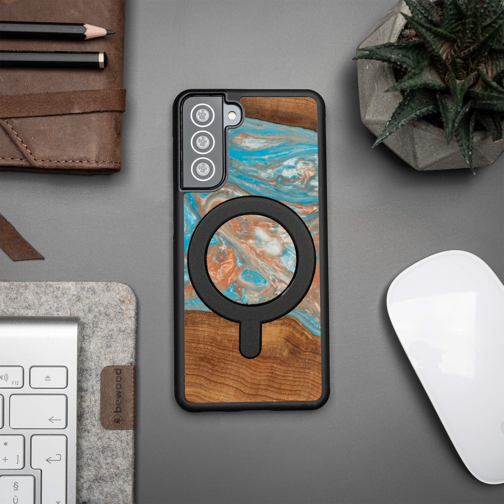 Etui Bewood Unique na Samsung Galaxy S21 FE - Planets - Saturn z MagSafe (3)