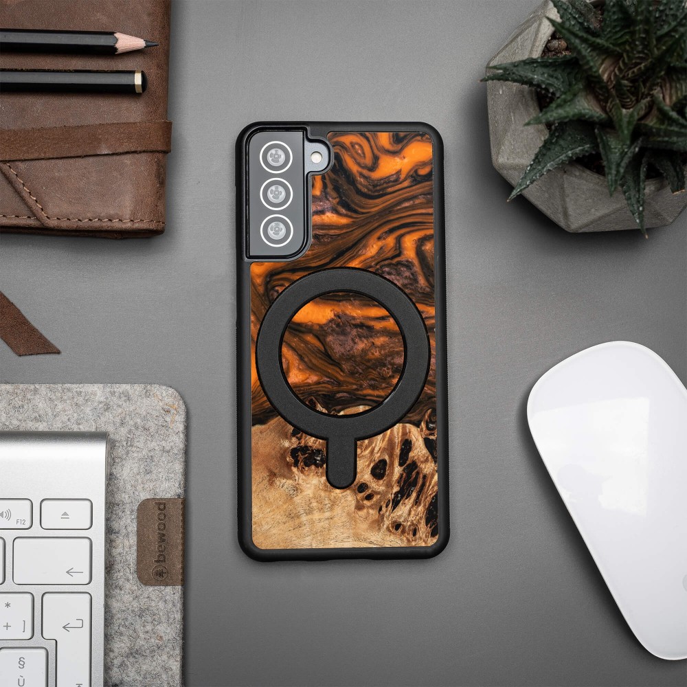 Etui Bewood Unique na Samsung Galaxy S21 FE - Orange z MagSafe (3)