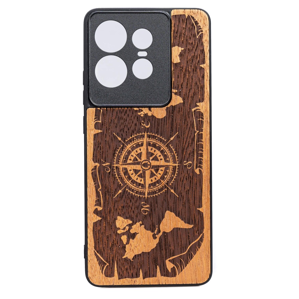 Drewniane Etui Bewood do Motorola Edge 50 Pro RÓŻA WIATRÓW MERBAU (1)