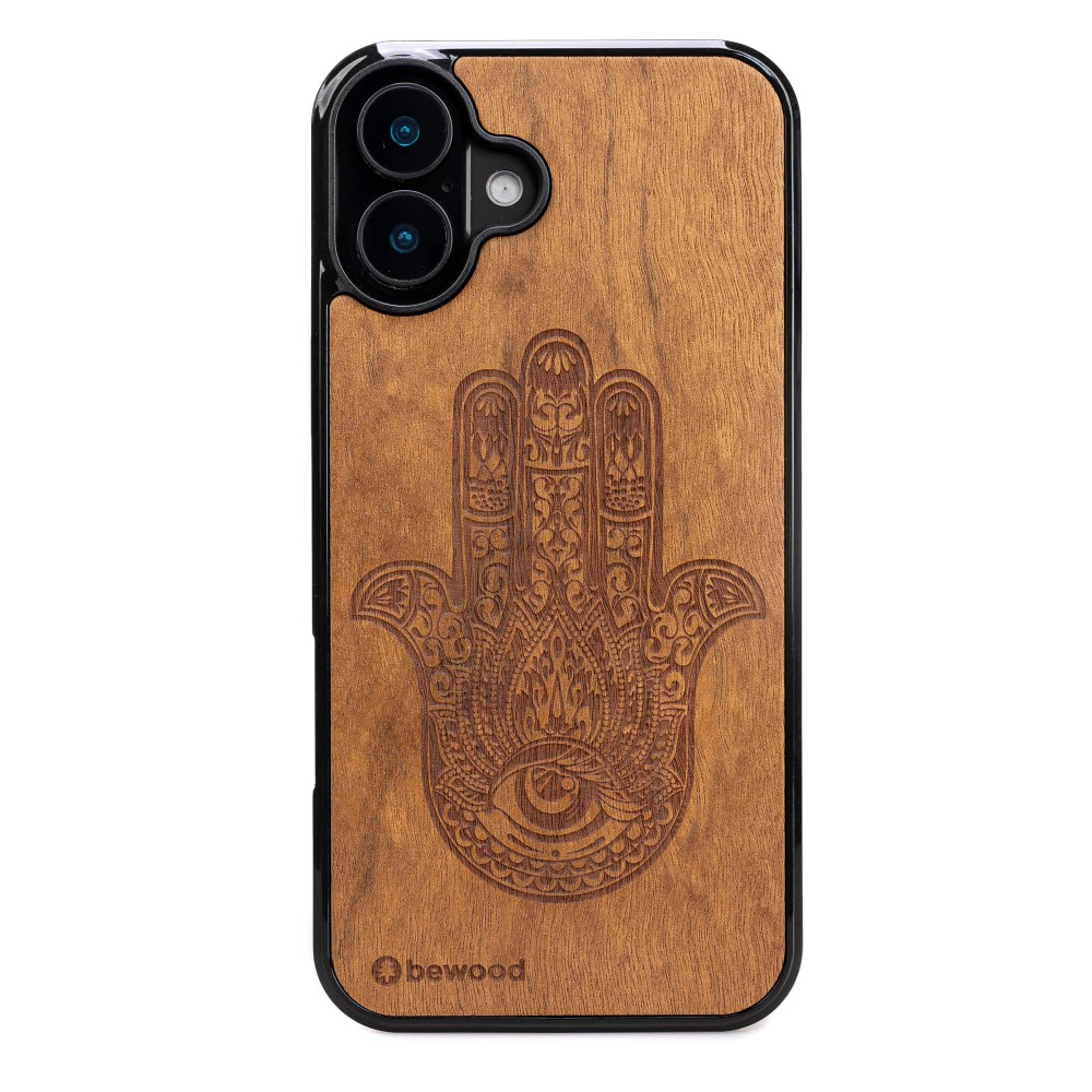 Drewniane Etui Bewood do iPhone 16 Plus HAMSA IMBUIA (1)