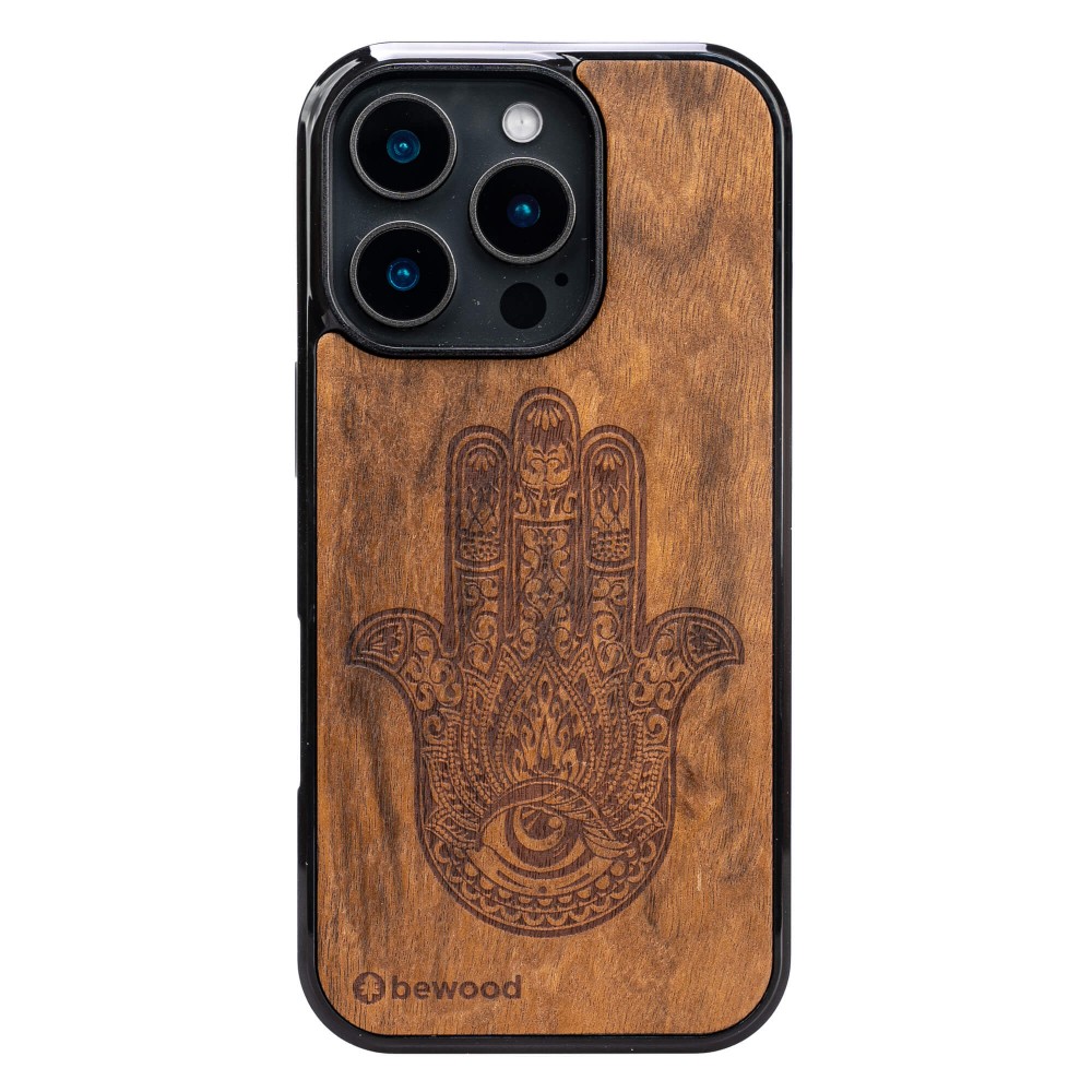 Drewniane Etui Bewood do iPhone 16 Pro HAMSA IMBUIA (1)