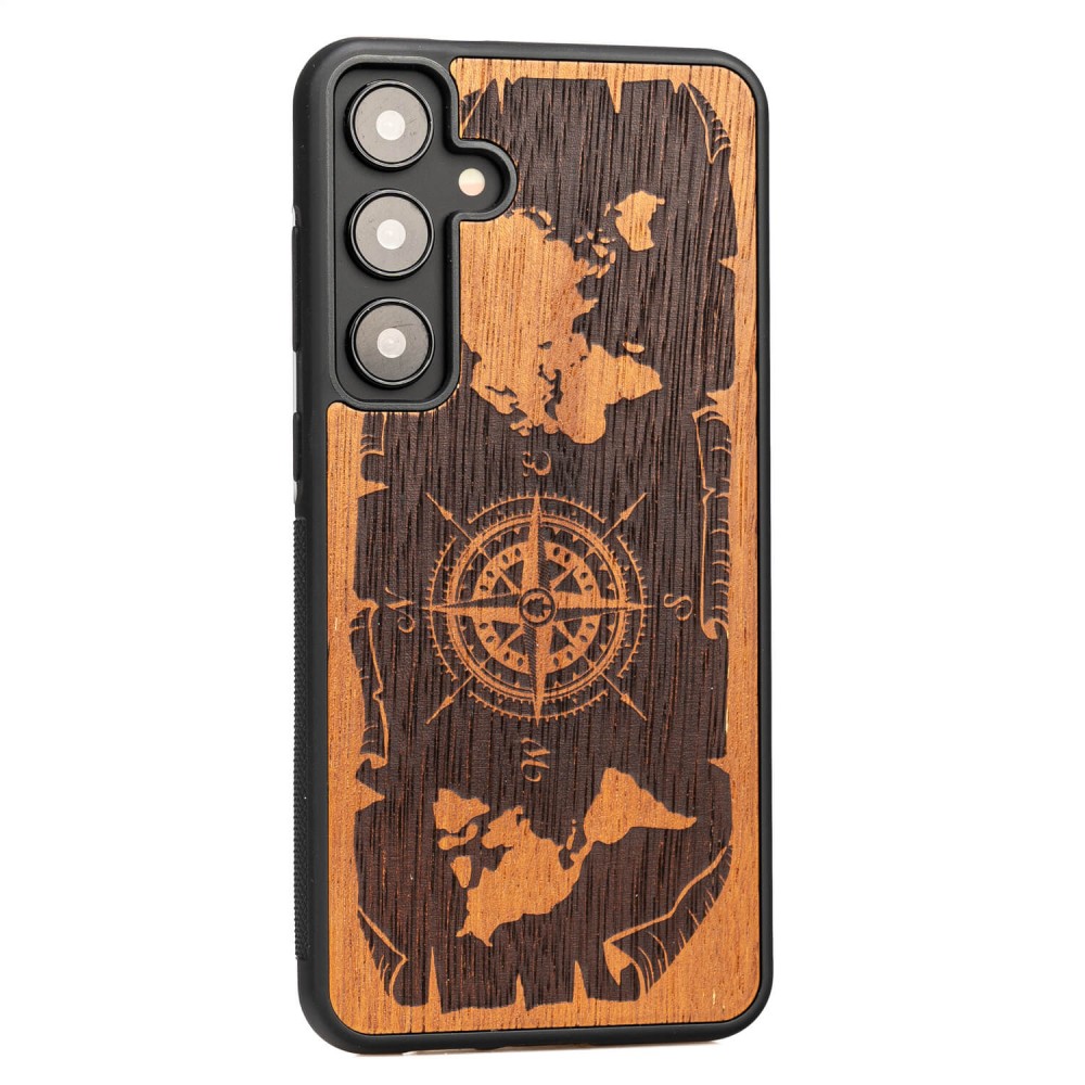 Drewniane Etui Bewood do Samsung Galaxy S24 FE 5G RÓŻA WIATRÓW MERBAU (2)