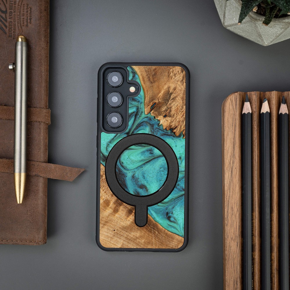 Etui Bewood Unique do Samsung Galaxy S25 - Turquoise z MagSafe (3)
