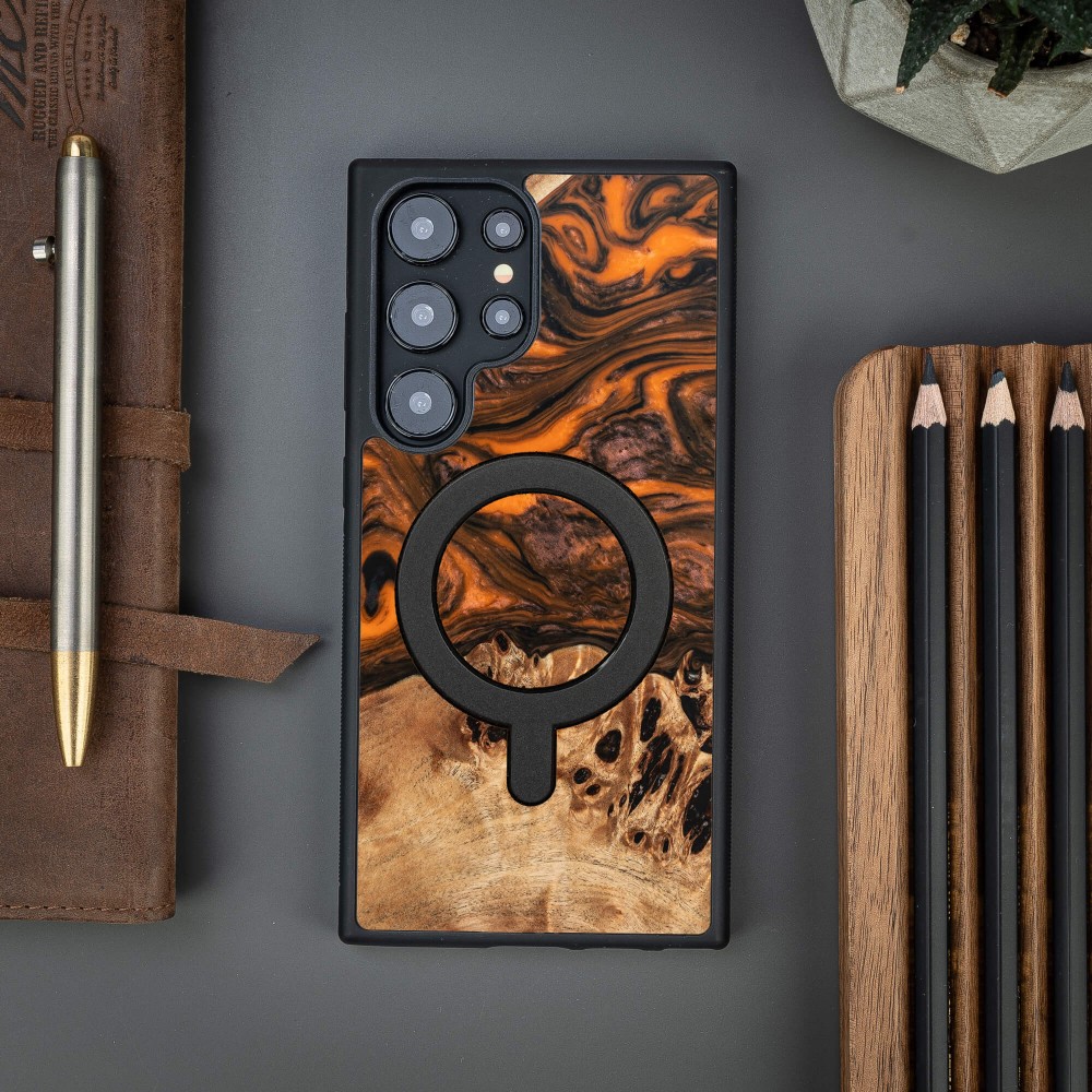 Bewood Resin Case for Samsung Galaxy S25 Ultra - Orange with MagSafe (3)