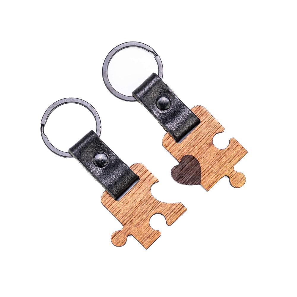Drewniane Breloki Leather I Love Love Duet - 2szt. Merbau - Czarny (1)