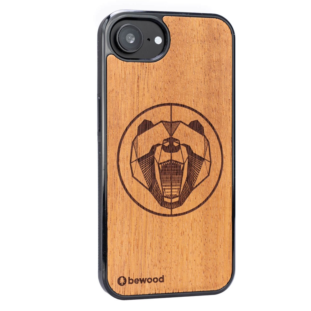 Drewniane Etui Bewood do iPhone 17e / 16e NIEDŹWIEDŹ MERBAU (2)