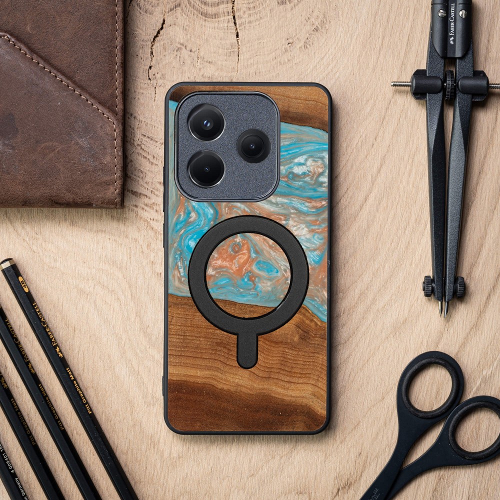Etui Bewood Unique do Xiaomi Redmi Note 14 5G - Planets - Saturn z MagSafe (3)