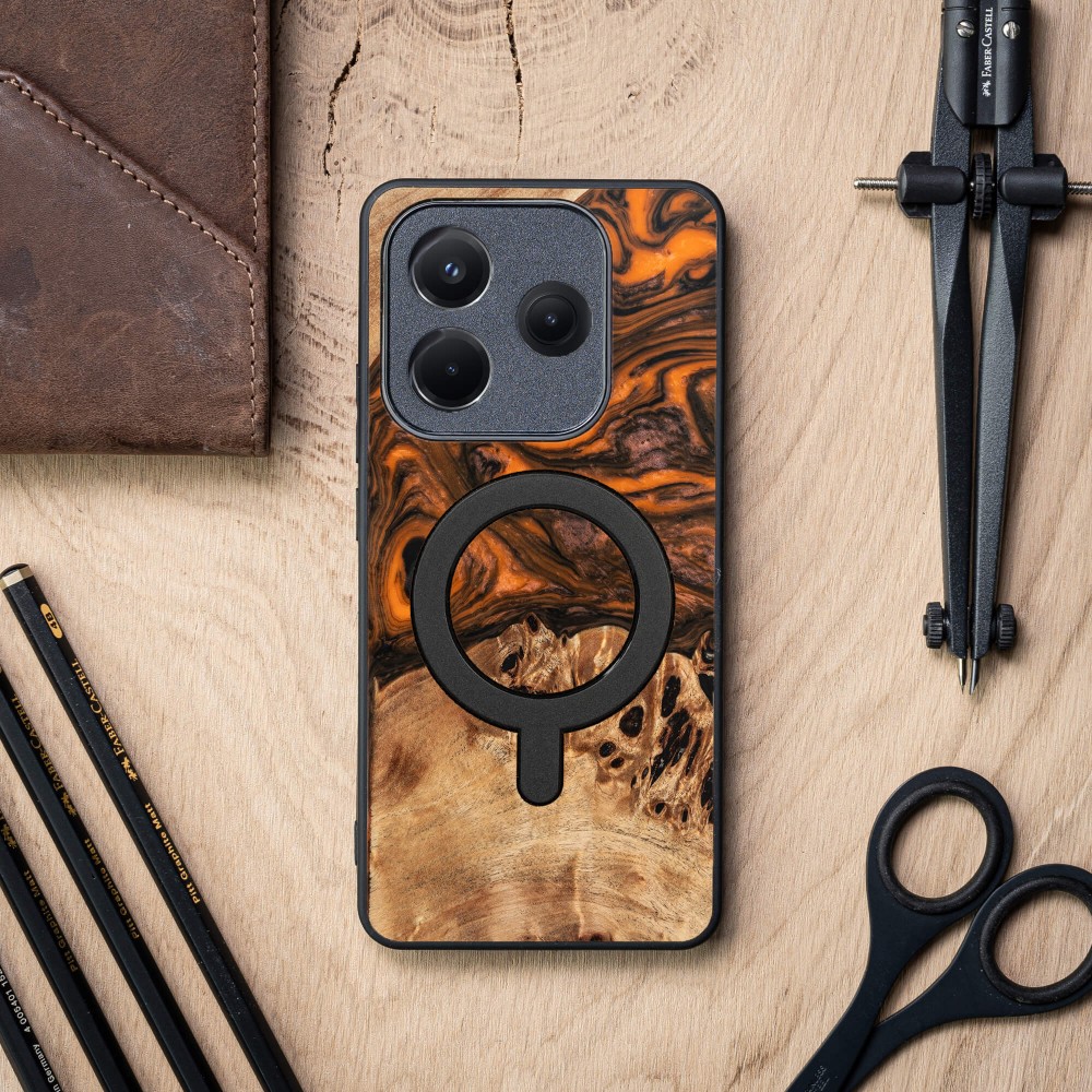 Bewood Resin Case for Xiaomi Redmi Note 14 5G - Orange with MagSafe (3)