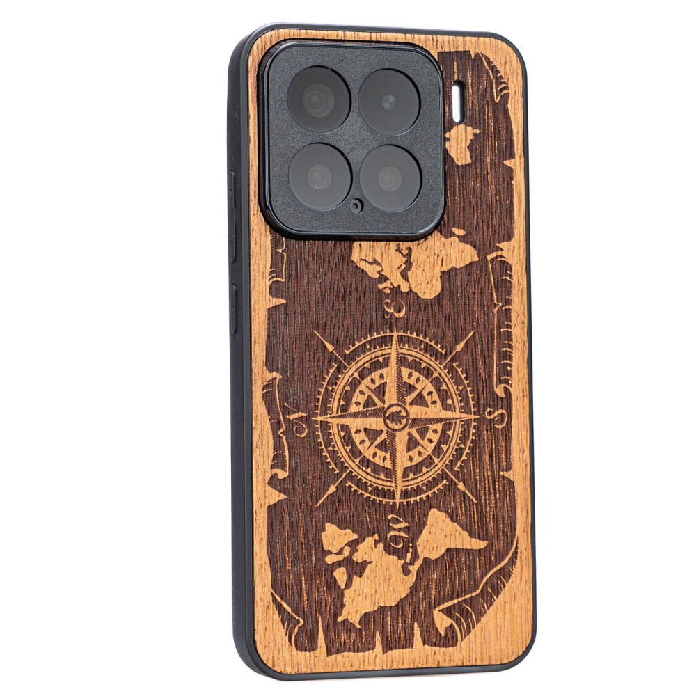 Drewniane Etui Bewood do Xiaomi 15 RÓŻA WIATRÓW MERBAU (2)