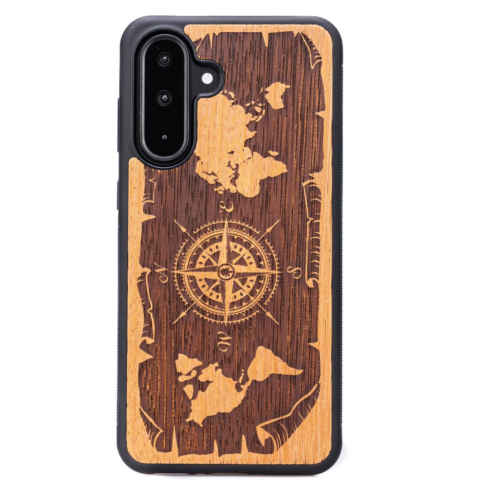 Drewniane Etui Bewood do Samsung Galaxy A36 5G RÓŻA WIATRÓW MERBAU (1)