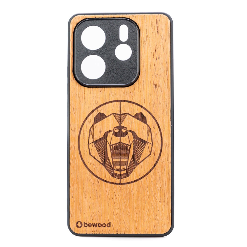 Drewniane Etui Bewood do Xiaomi Redmi Note 14 5G NIEDŹWIEDŹ MERBAU (1)