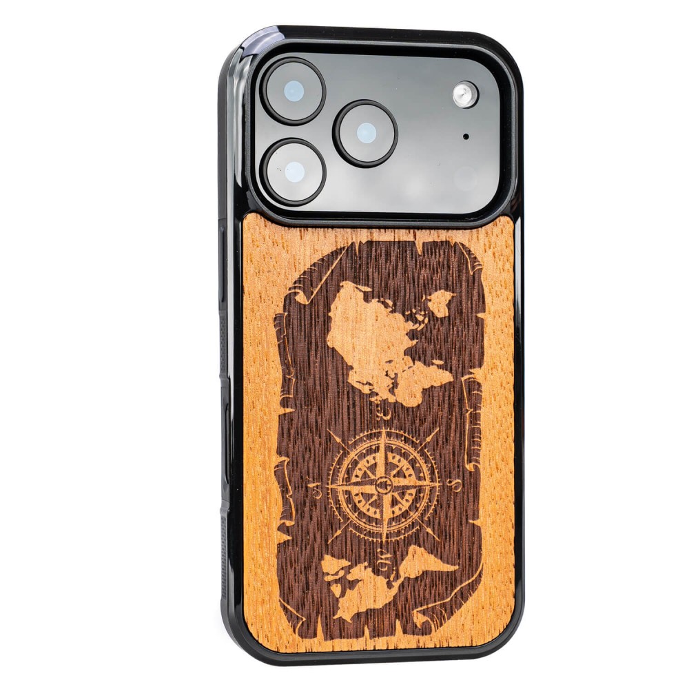 Drewniane Etui Bewood do iPhone 17 Pro RÓŻA WIATRÓW MERBAU (2)
