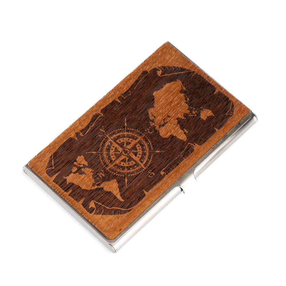 Business Card Holder Inox Compass Merbau (1)
