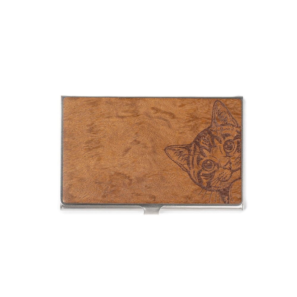 Drewniany Wizytownik Bewood Inox Cat Lover Imbuia (2)