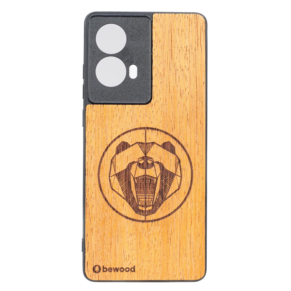 Drewniane Etui Bewood do Motorola G85 5G NIEDŹWIEDŹ MERBAU (1)