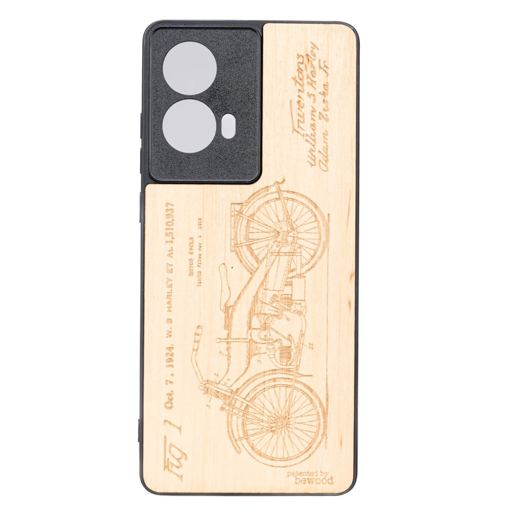 Drewniane Etui Bewood do Motorola G85 5G HARLEY PATENT ANIEGRE (1)