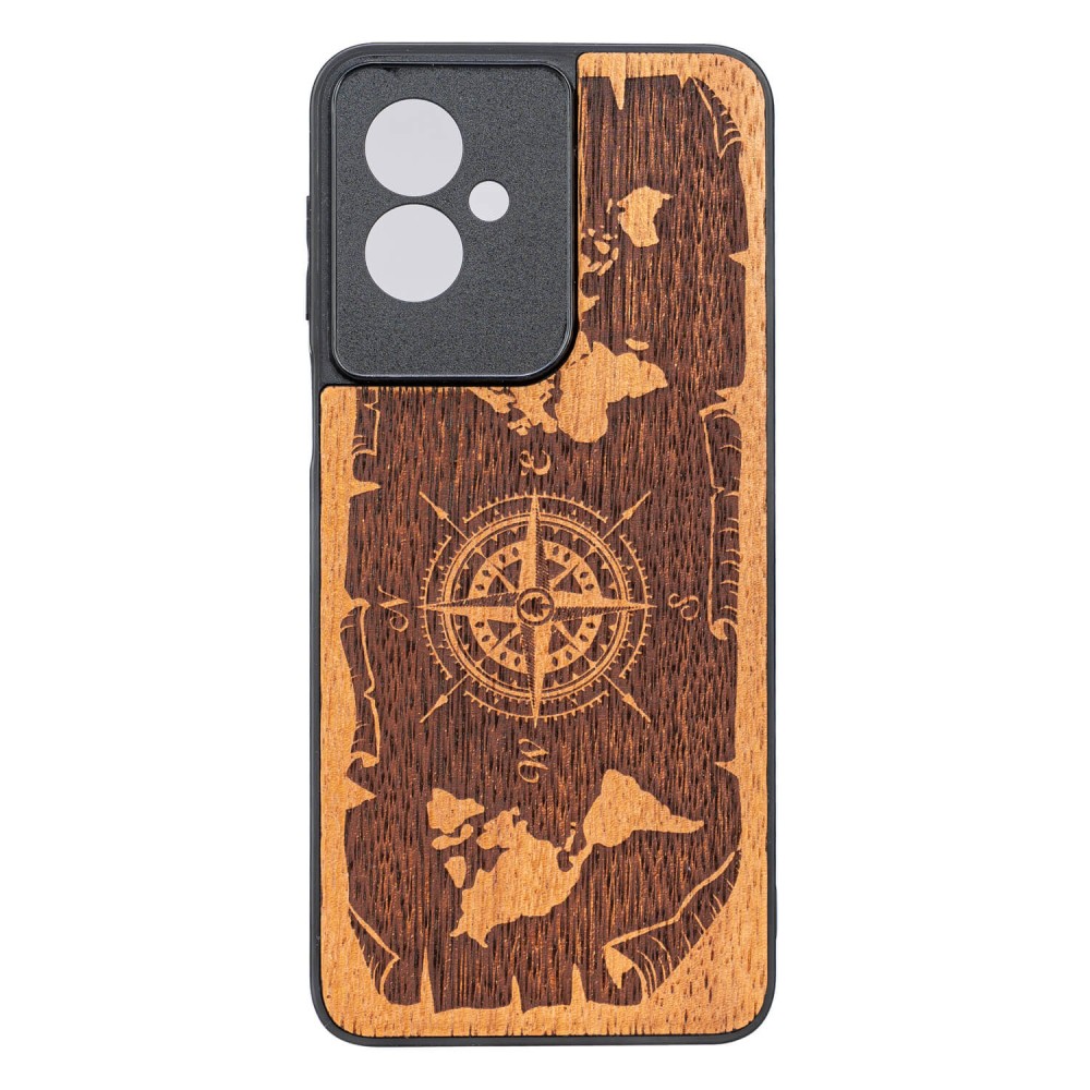 Drewniane Etui Bewood do Motorola G55 5G RÓŻA WIATRÓW MERBAU (1)
