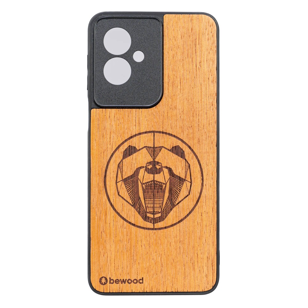 Drewniane Etui Bewood do Motorola G55 5G NIEDŹWIEDŹ MERBAU (1)