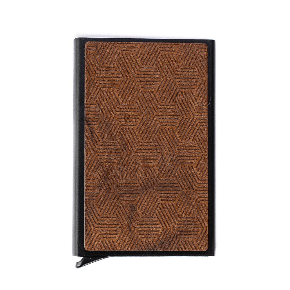 Etui na karty Bewood Unique Black - Hexagon Imbuia (2)
