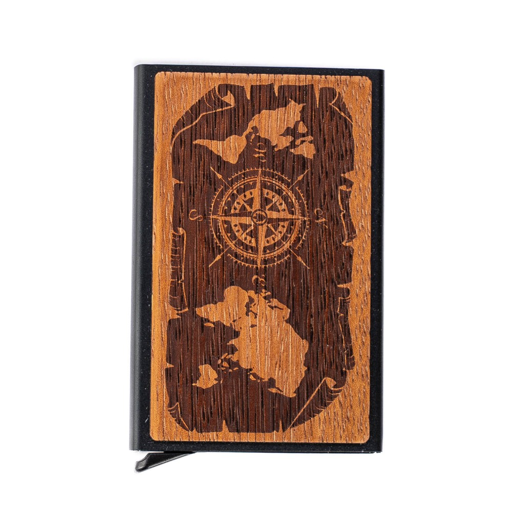 Etui na karty Bewood Róża Wiatrów Merbau (2)