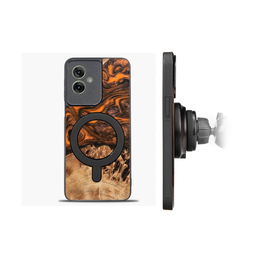 Bewood Resin Case for Motorola G55 5G - Orange with MagSafe (2)