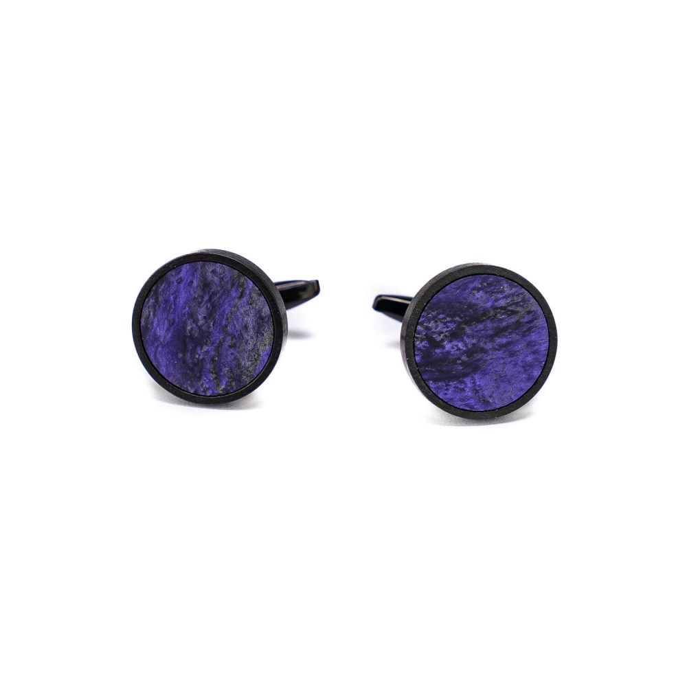 Spinki do mankietów Bewood Unique - Violet - Black - 18mm (1)