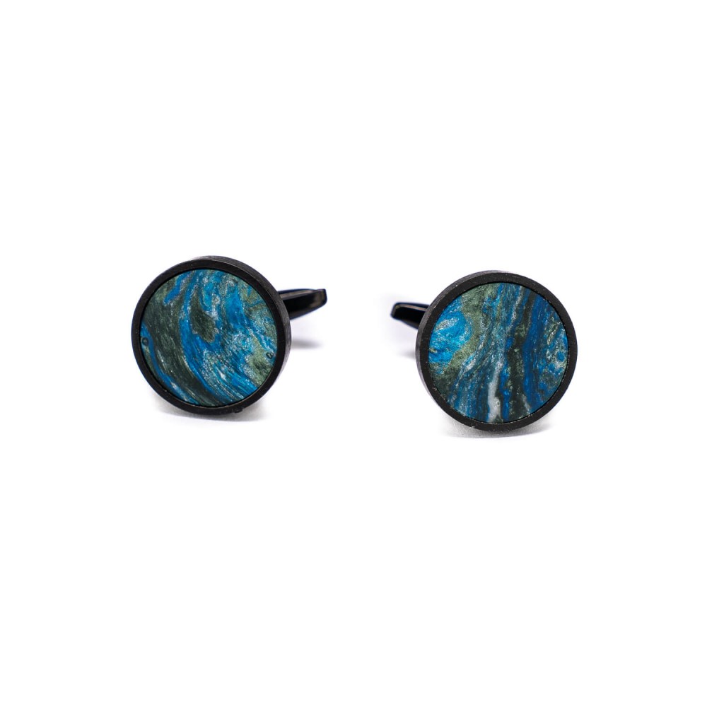 Spinki do mankietów Bewood Unique - Planets - Ziemia - Black - 18mm (1)