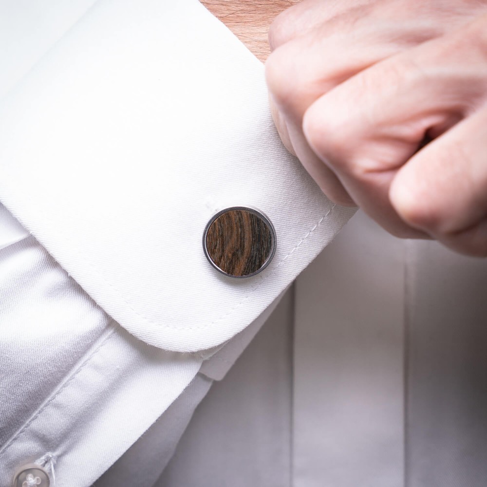 Cufflinks Bewood - Ziricote - Silver - 18mm (2)