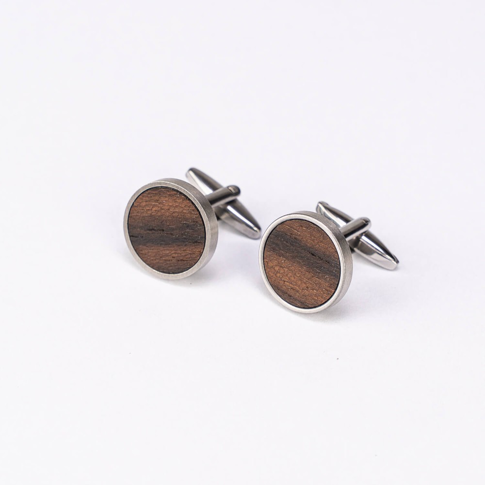 Cufflinks Bewood - Ziricote - Silver - 18mm (3)
