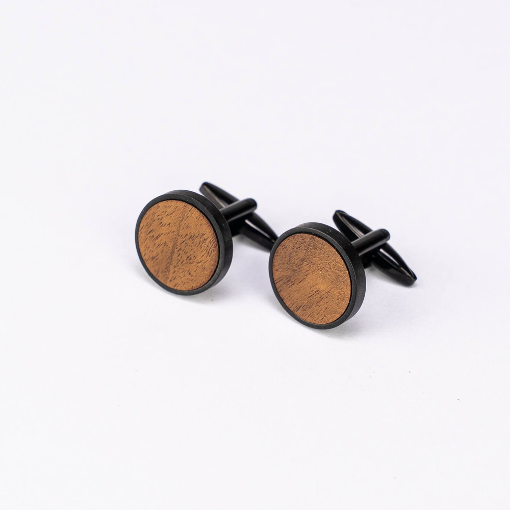 Spinki do mankietów Bewood - Imbuia - Black - 18mm (3)