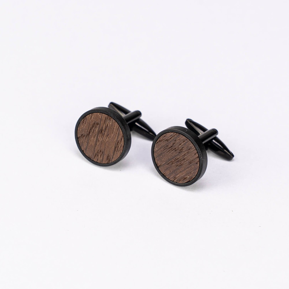 Spinki do mankietów Bewood - Dąb Wędzony - Black - 18mm (3)