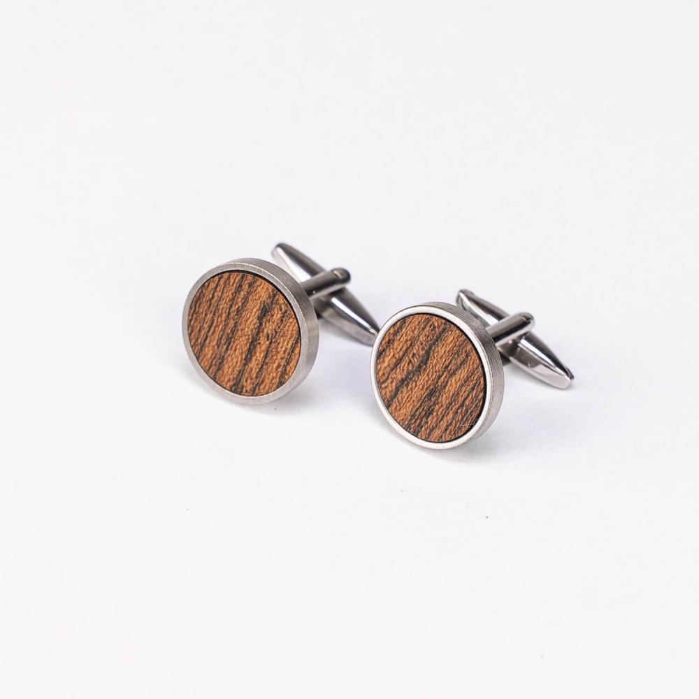 Cufflinks Bewood - Bocote - Silver - 18mm (3)