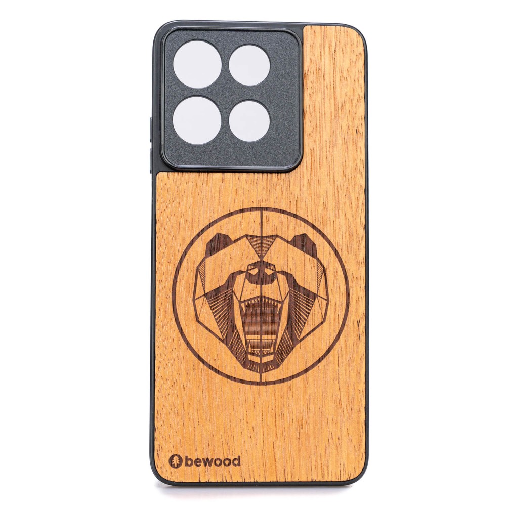 Drewniane Etui Bewood do Motorola G86 5G NIEDŹWIEDŹ MERBAU (1)