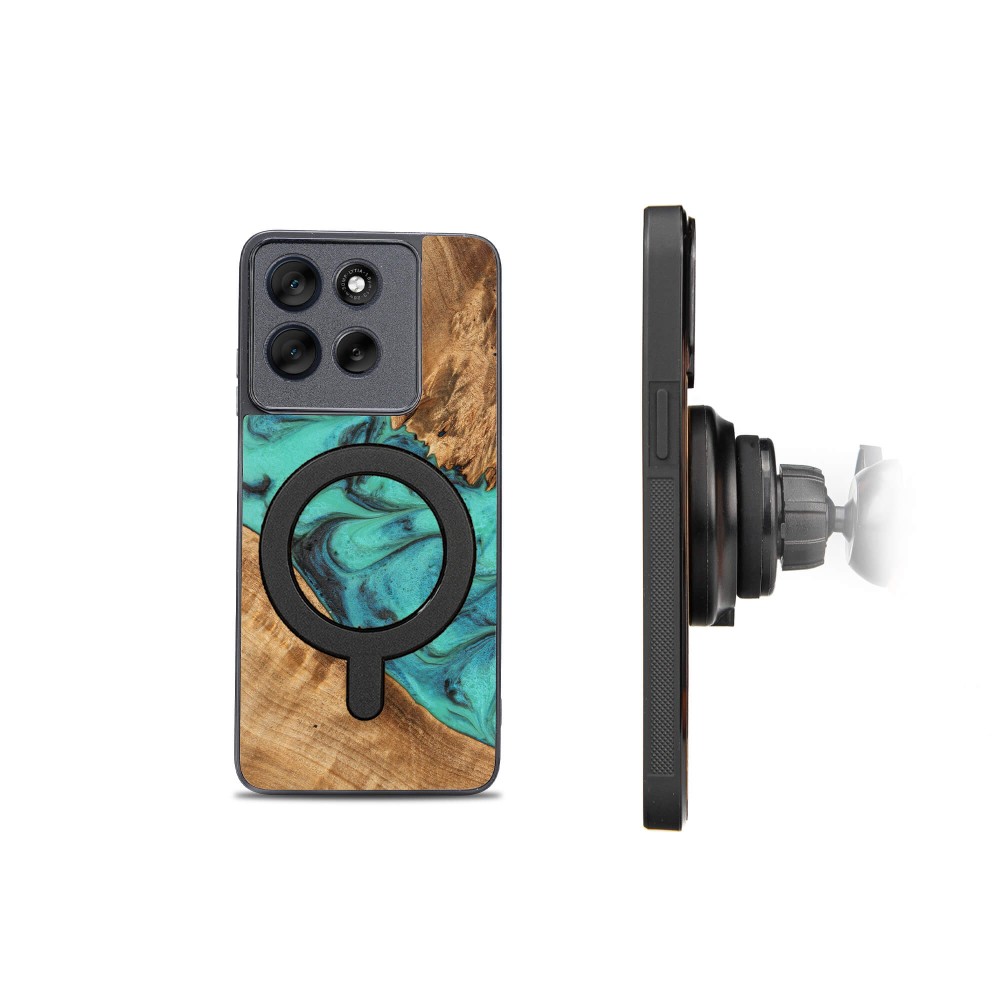 Etui Bewood Unique do Motorola G86 5G - Turquoise z MagSafe (2)