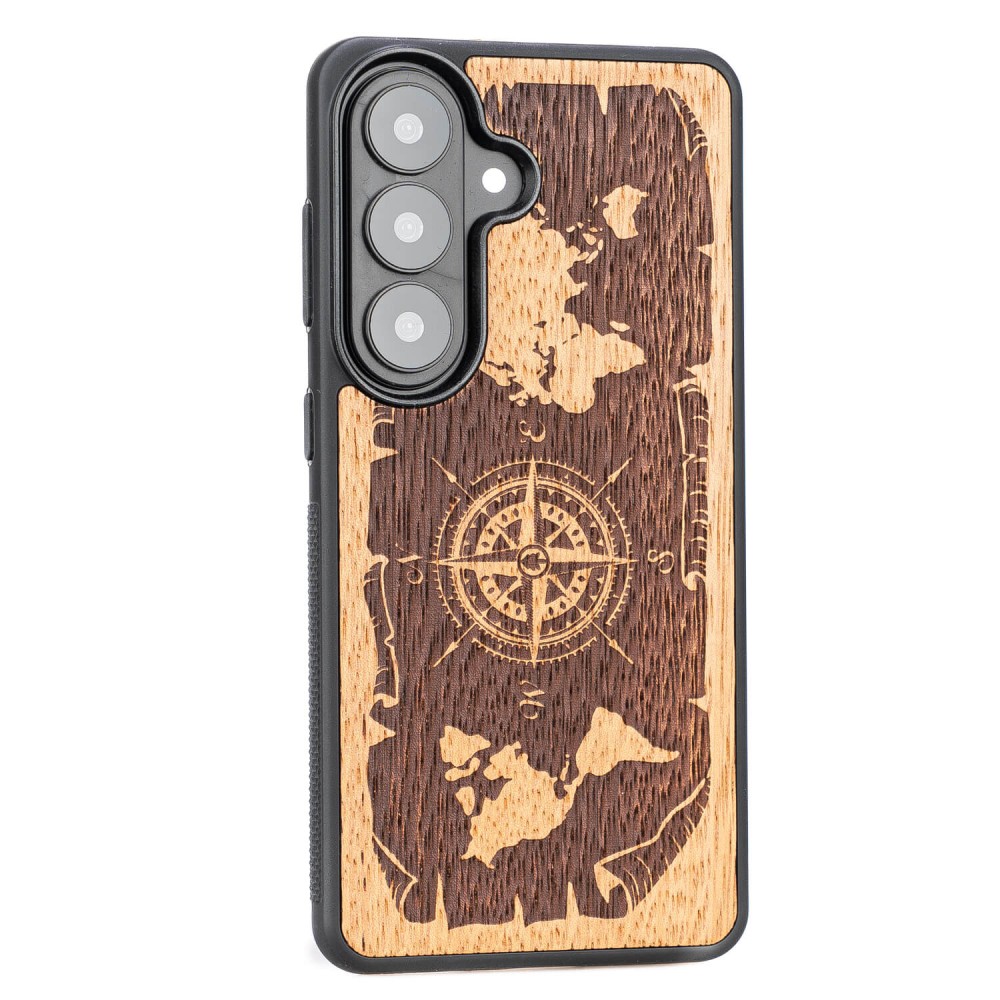 Drewniane Etui Bewood do Samsung Galaxy S26 Plus RÓŻA WIATRÓW MERBAU (2)