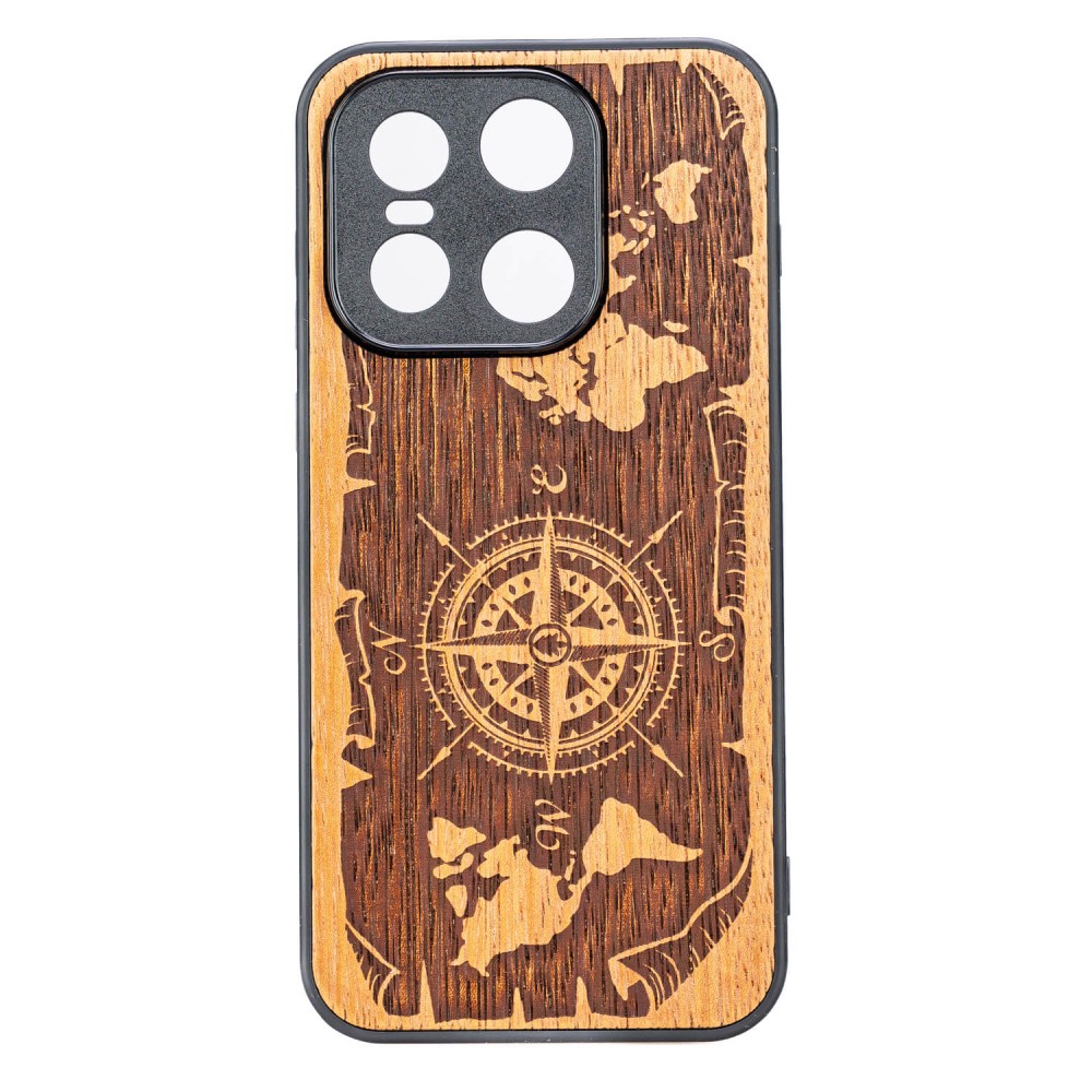 Drewniane Etui Bewood do OnePlus 15 RÓŻA WIATRÓW MERBAU (1)