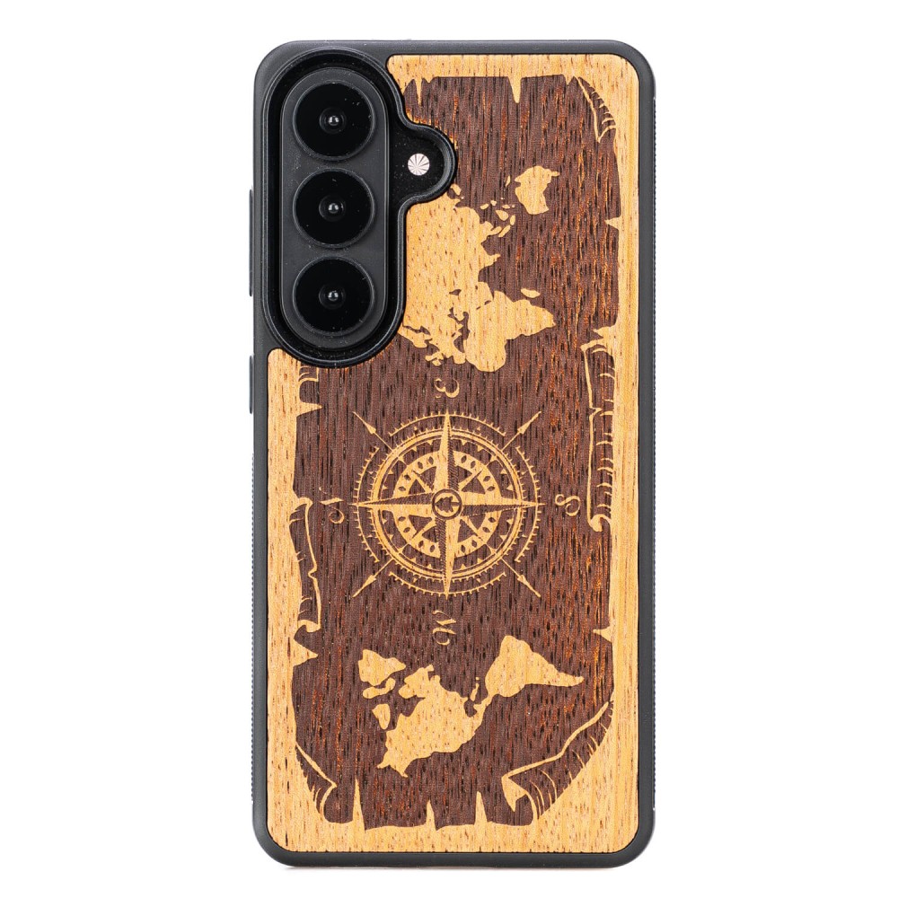 Drewniane Etui Bewood do Samsung Galaxy A57 5G RÓŻA WIATRÓW MERBAU (1)