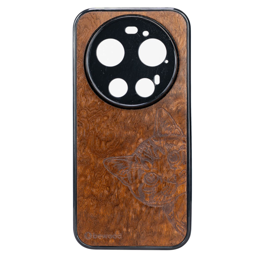 Drewniane Etui Bewood do Xiaomi 17 Ultra CAT LOVER IMBUIA (1)