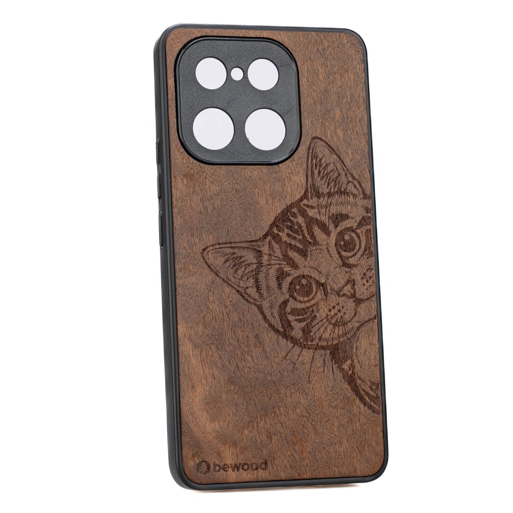 Drewniane Etui Bewood do Realme 16 Pro Plus 5G CAT LOVER IMBUIA (2)