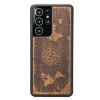 mini: Drewniane Etui na Samsung Galaxy S21 Ultra RÓŻA WIATRÓW MERBAU (1)