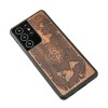 mini: Drewniane Etui na Samsung Galaxy S21 Ultra RÓŻA WIATRÓW MERBAU (2)